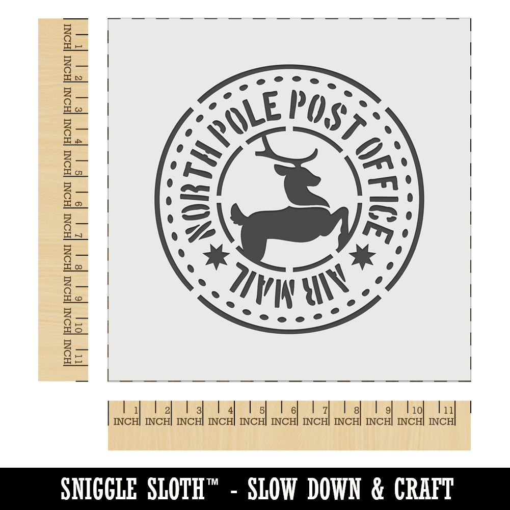 North pole post office air mail mark christmas wall cookie diy reusable stencil
