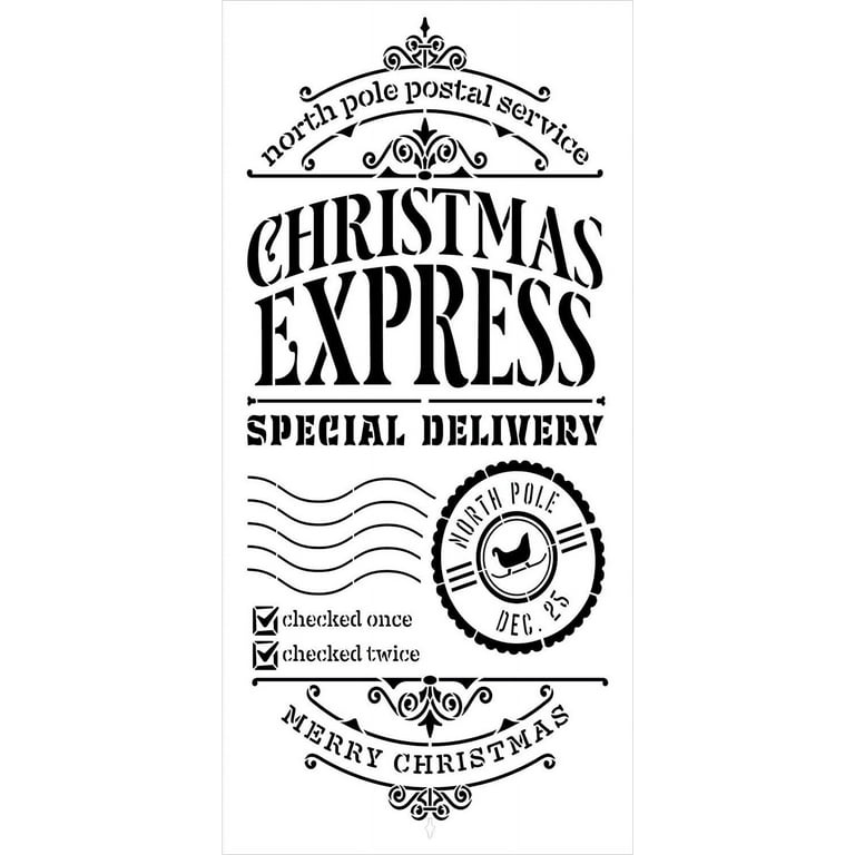 Express christmas delivery stencil by studior diy north pole holiday home decor craft paint wood sign reusable mylar template santa claus postal gift select size inches x inches