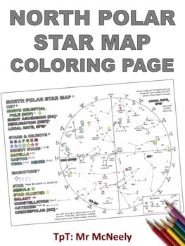 North polar star map coloring page by mr mcneely tpt