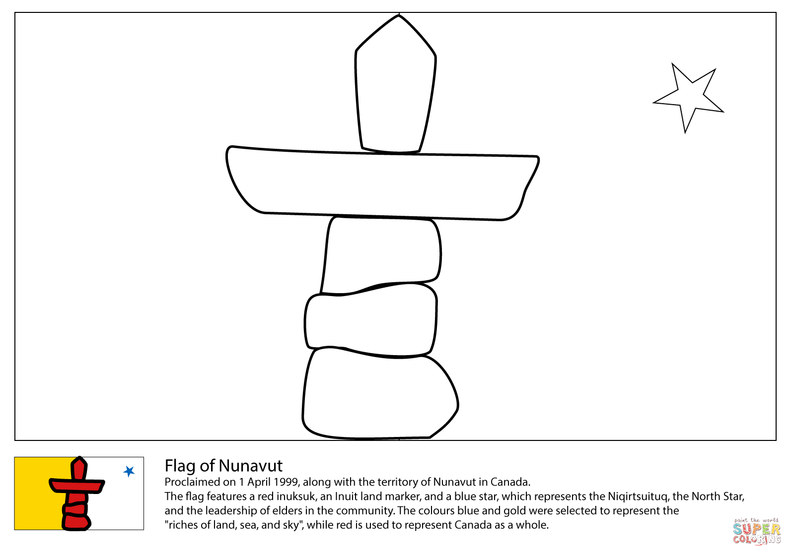 Flag of nunavut coloring page free printable coloring pages