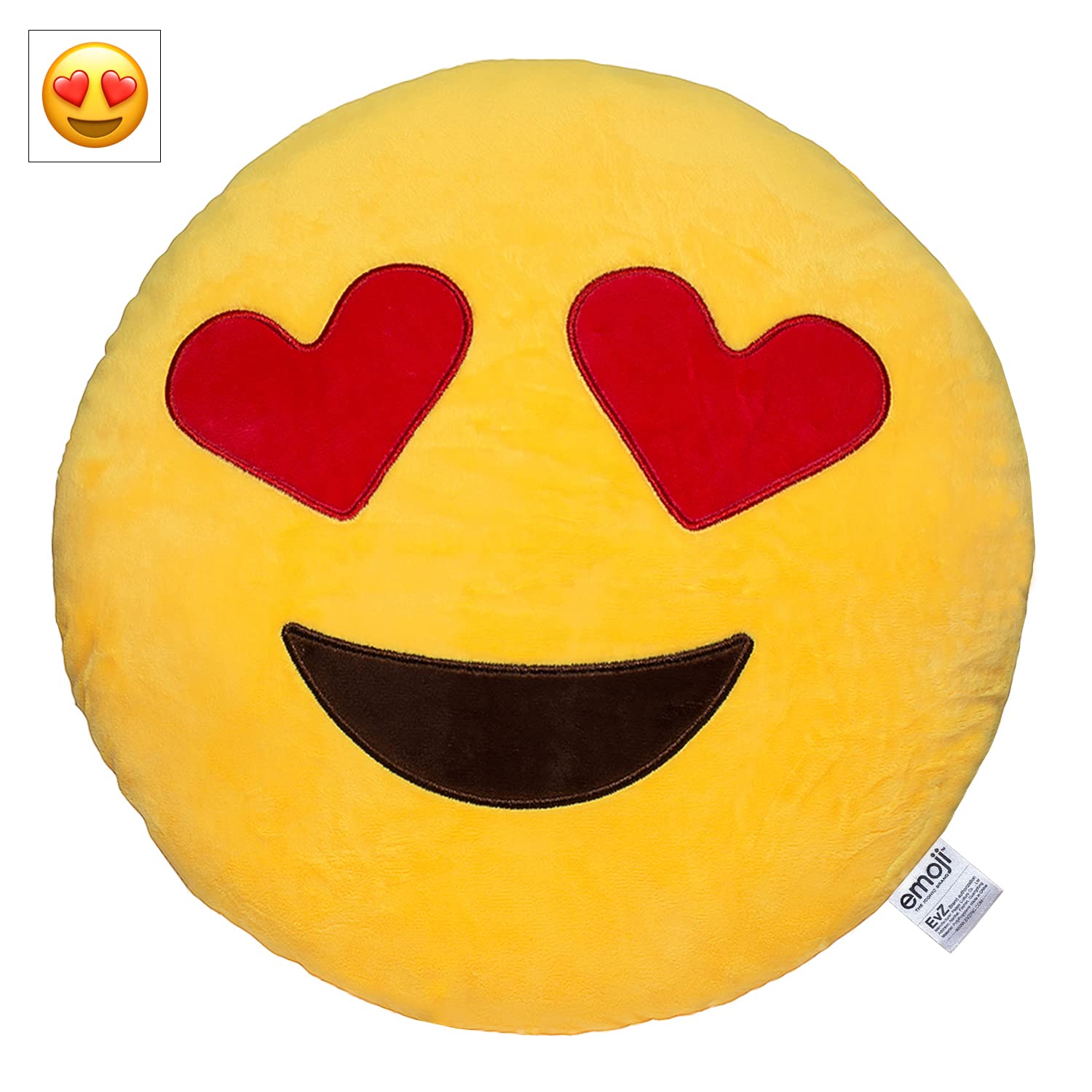 Evz emoji heart eyes face emoticon cushion stuffed plush soft pillow official certified cm yellow toys games