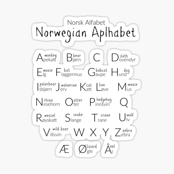 Norwegian alphabet in animals greeting card for sale by rouxharbour