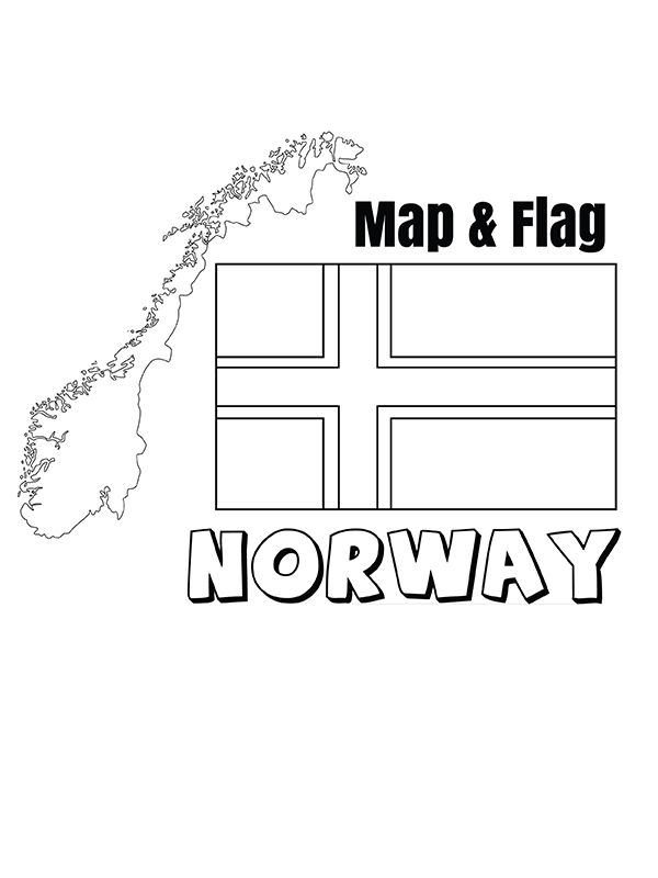 Norway map and flag fãrbung seite