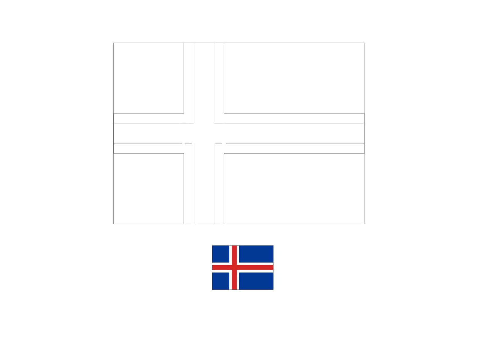 Flag of iceland coloring page