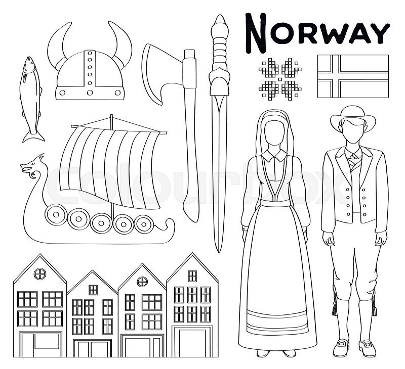 Norway icon set pattern stock vector