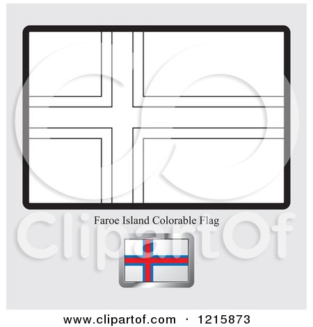 Clipart of a coloring page and sample for a faroe island flag