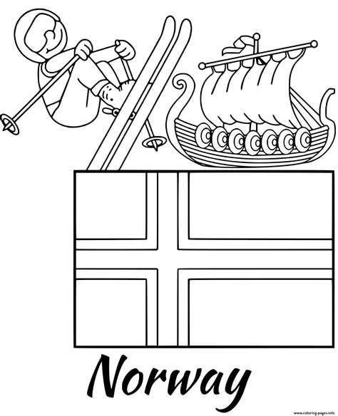 Norway flag louring pages