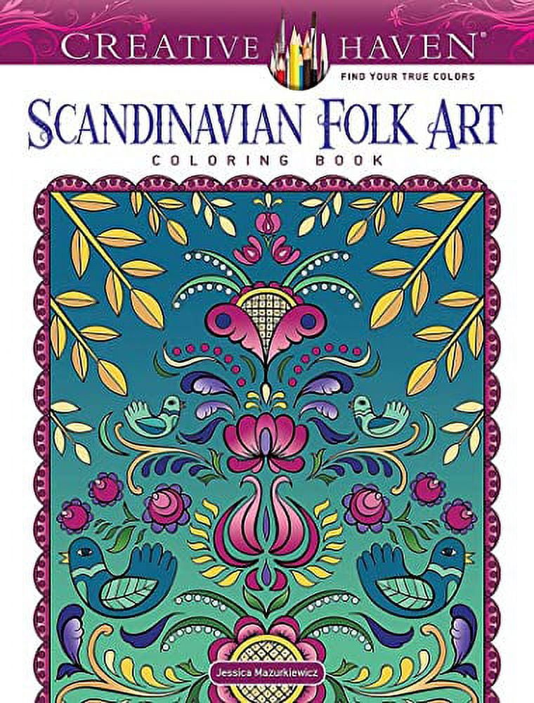 Adult coloring books world travel creative haven scandinavian folk art coloring book paperback