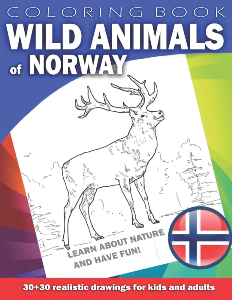 Wild animals of norway coloring book for kids adults learn about nature and have fun x realistic drawings animals by country shawe mark books