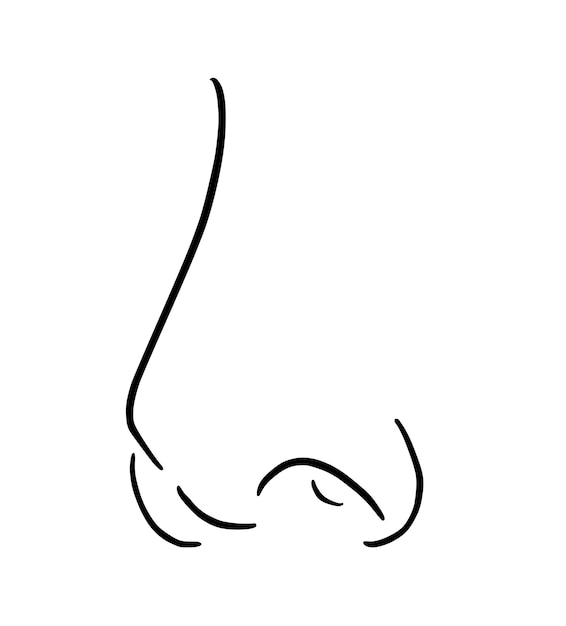 Premium vector human nose human body part doodle linear cartoon coloring book