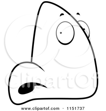 Cartoon clipart of a black and white sick nose character in profile