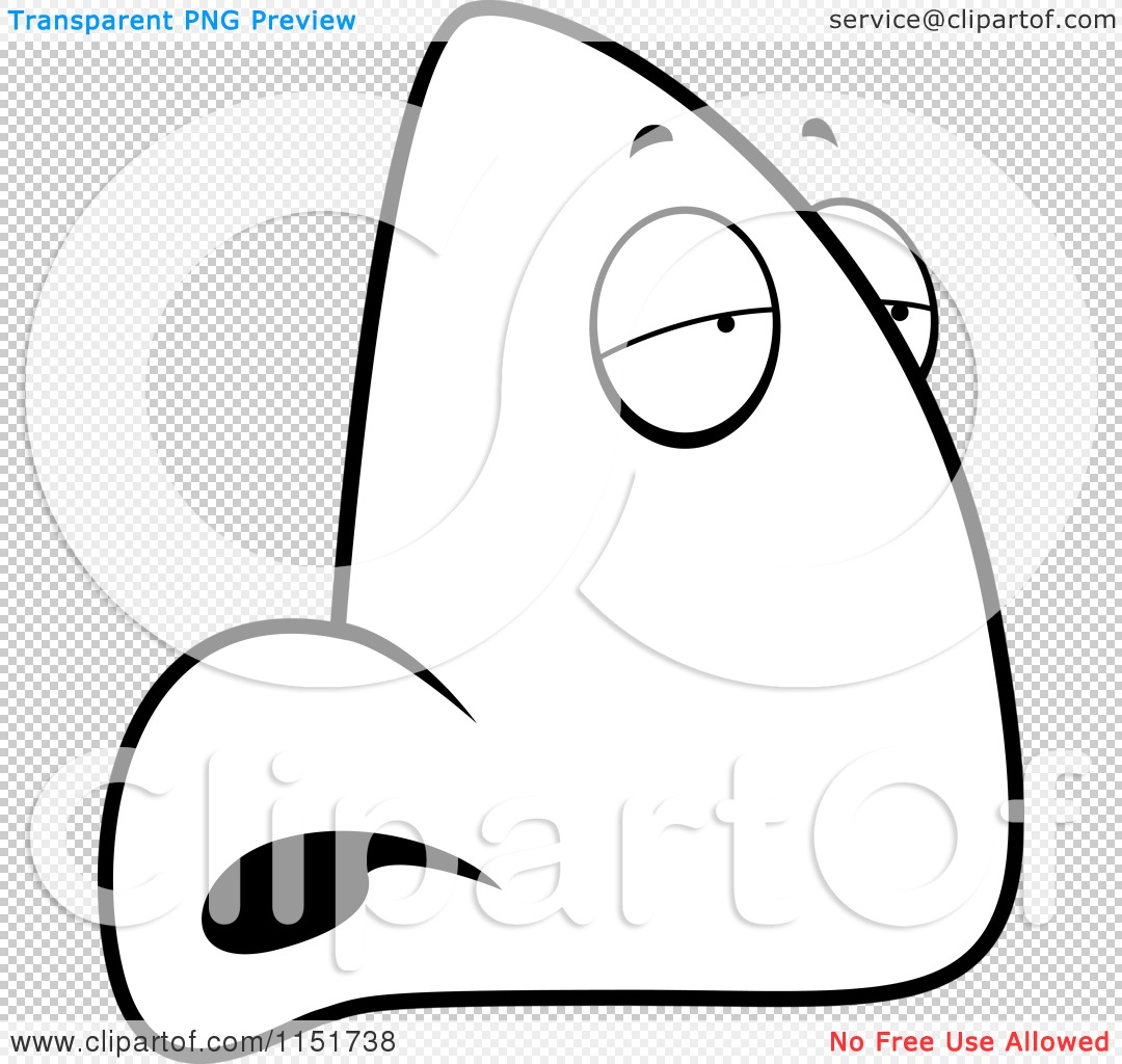 Cartoon clipart of a black and white sick nose character in profile