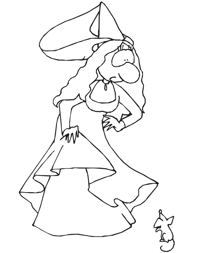 Princess coloring page big nosed princess a mouse