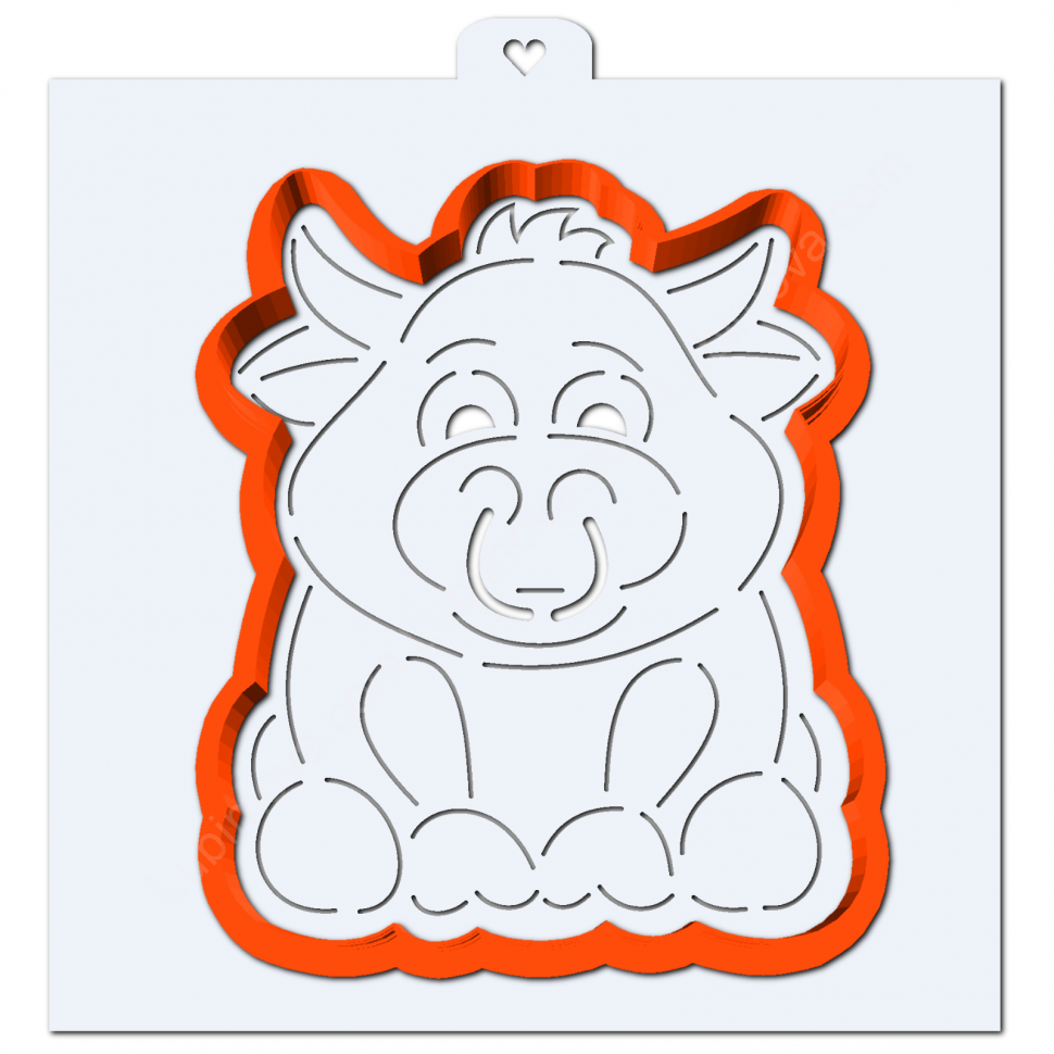 Bull with a nose ring cookie cutter for gingerbread with a stencil