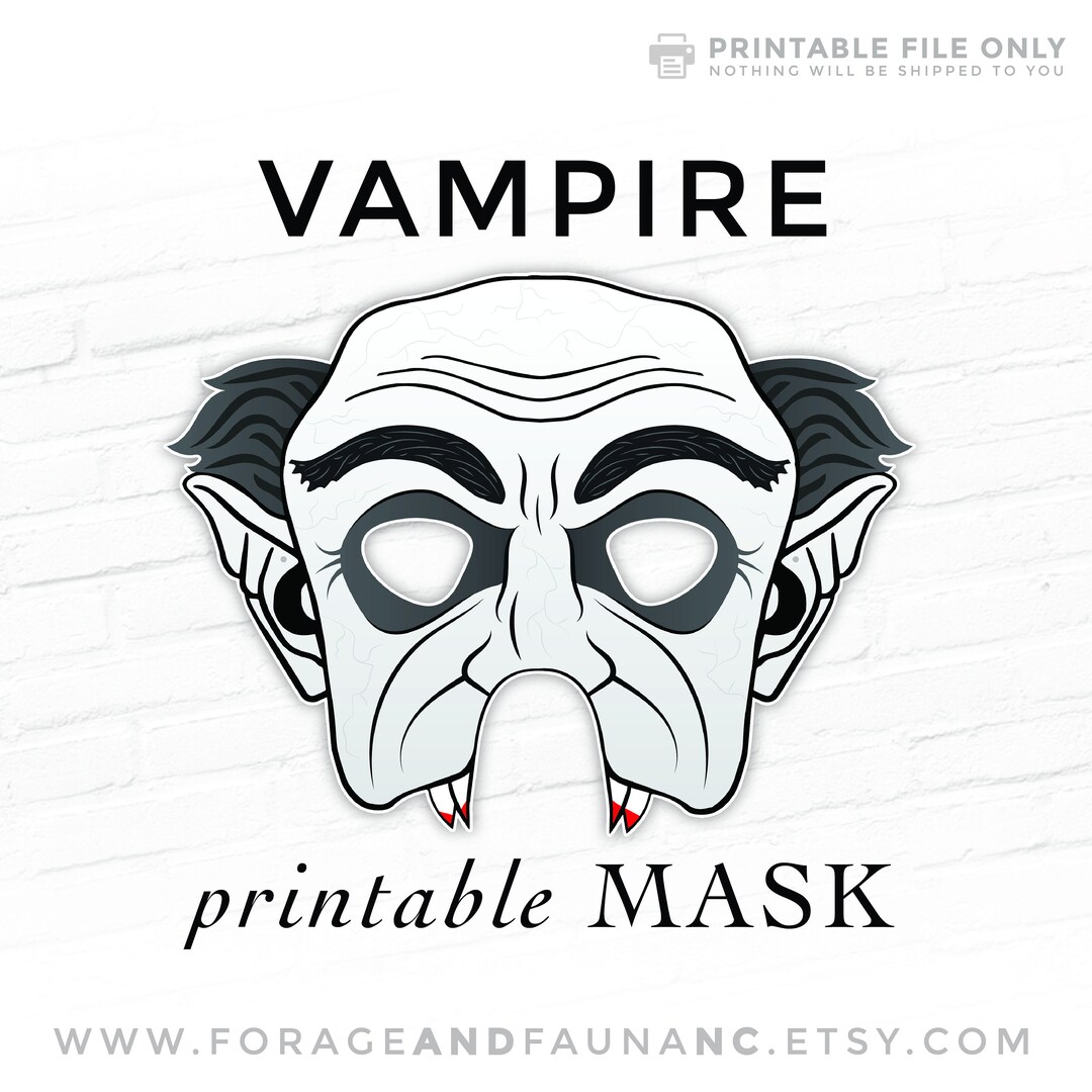 Vampire nosferatu dracula halloween horror mask printable