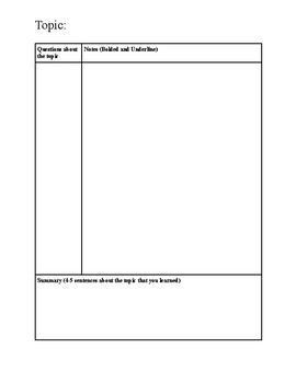Digital cornell note catcher template by xs n os history tpt