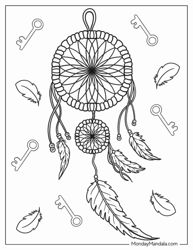 Dreamcatcher coloring pages free pdf printables