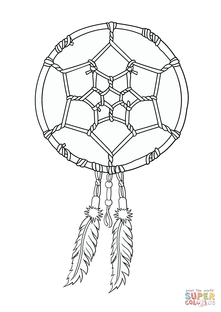 Native american dreamcatcher coloring page free printable coloring pages