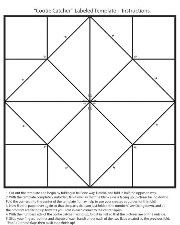 Free blank cootie catcher template and instructions on how to fold and make your own cootie catcher template cootie catcher templates printable free