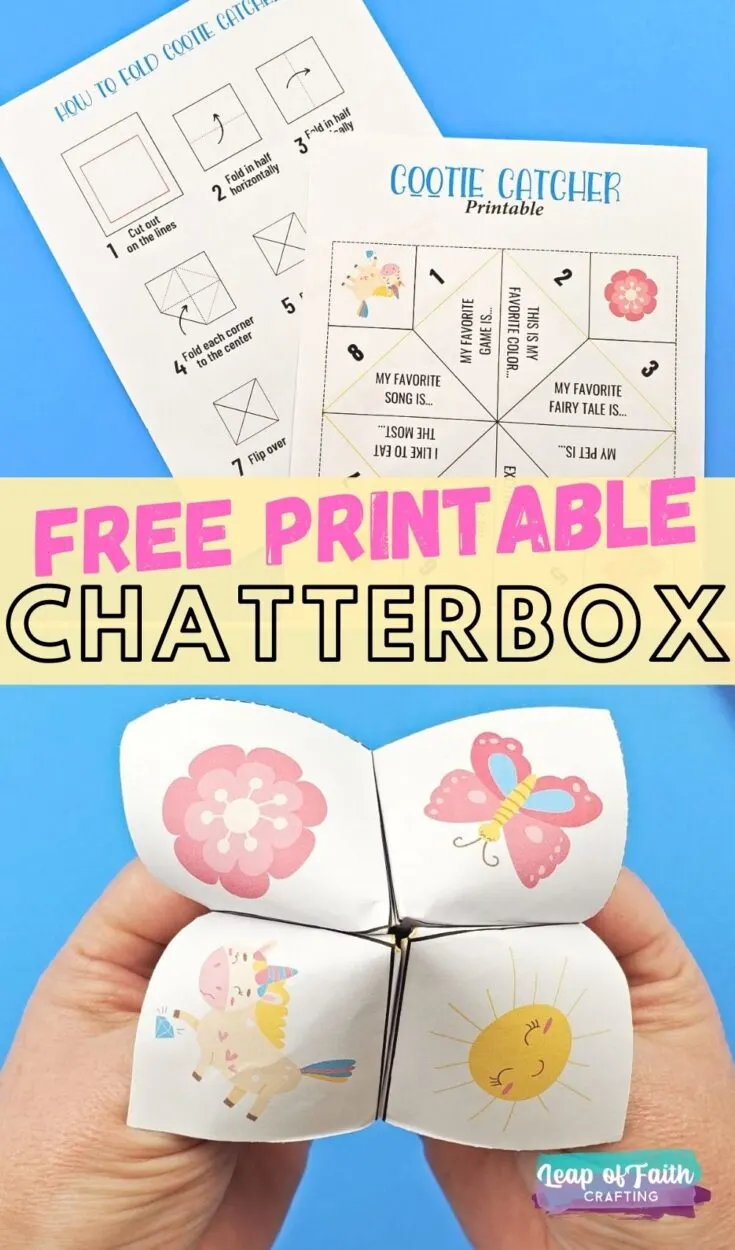 Cootie catcher template with free printable for fortune teller game