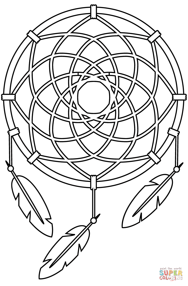 Dreamcatcher coloring page free printable coloring pages