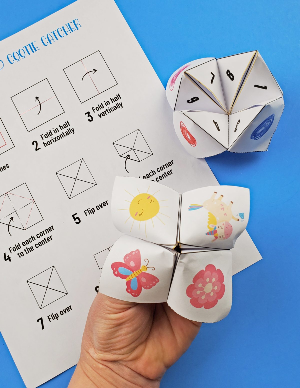 Cootie catcher template with free printable for fortune teller game