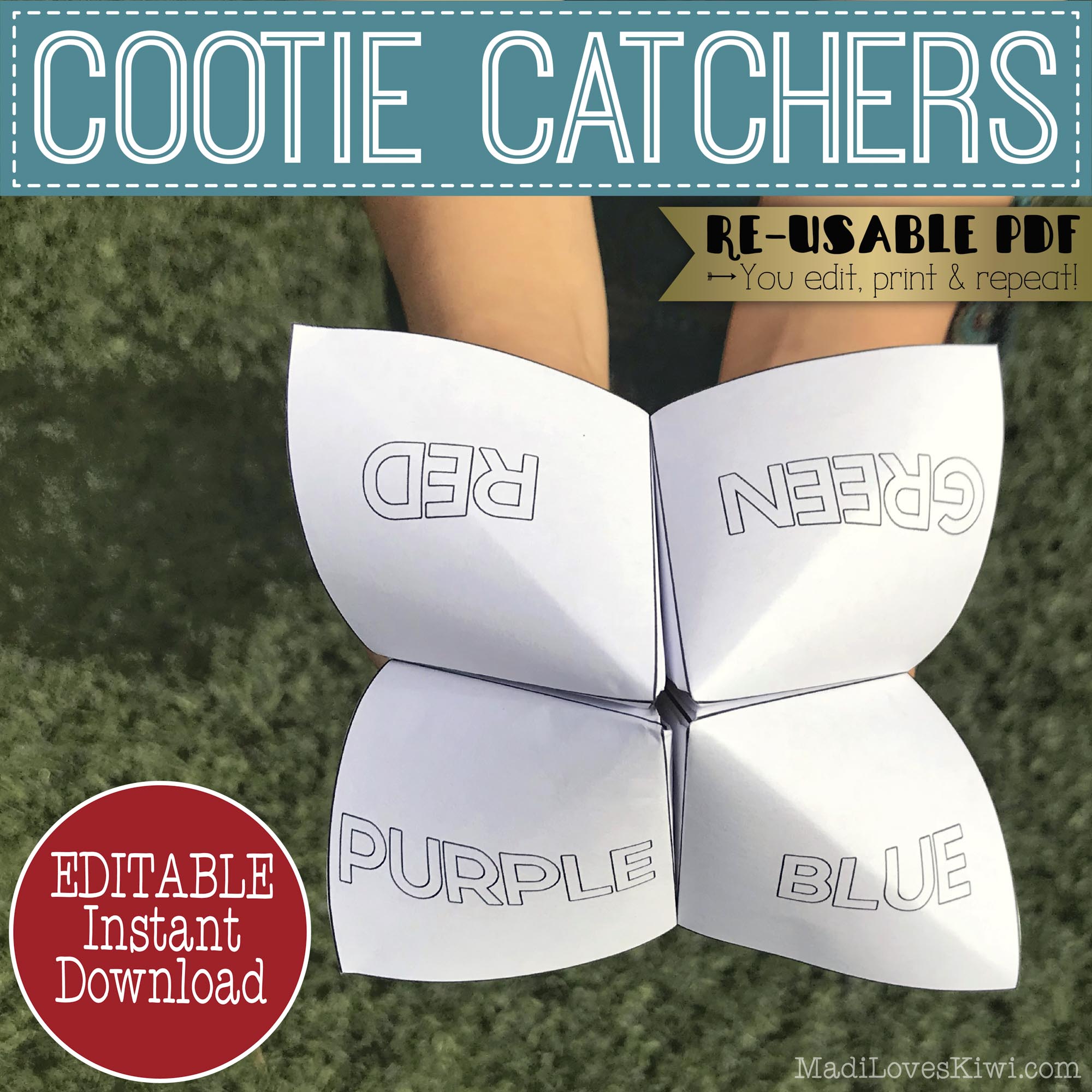 Personalized cootie catcher editable pdf template fortune teller activity game chatter box printable