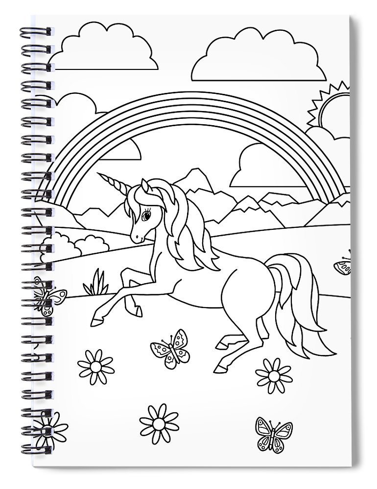 Kids rainbow unicorn coloring page spiral notebook by crista forest