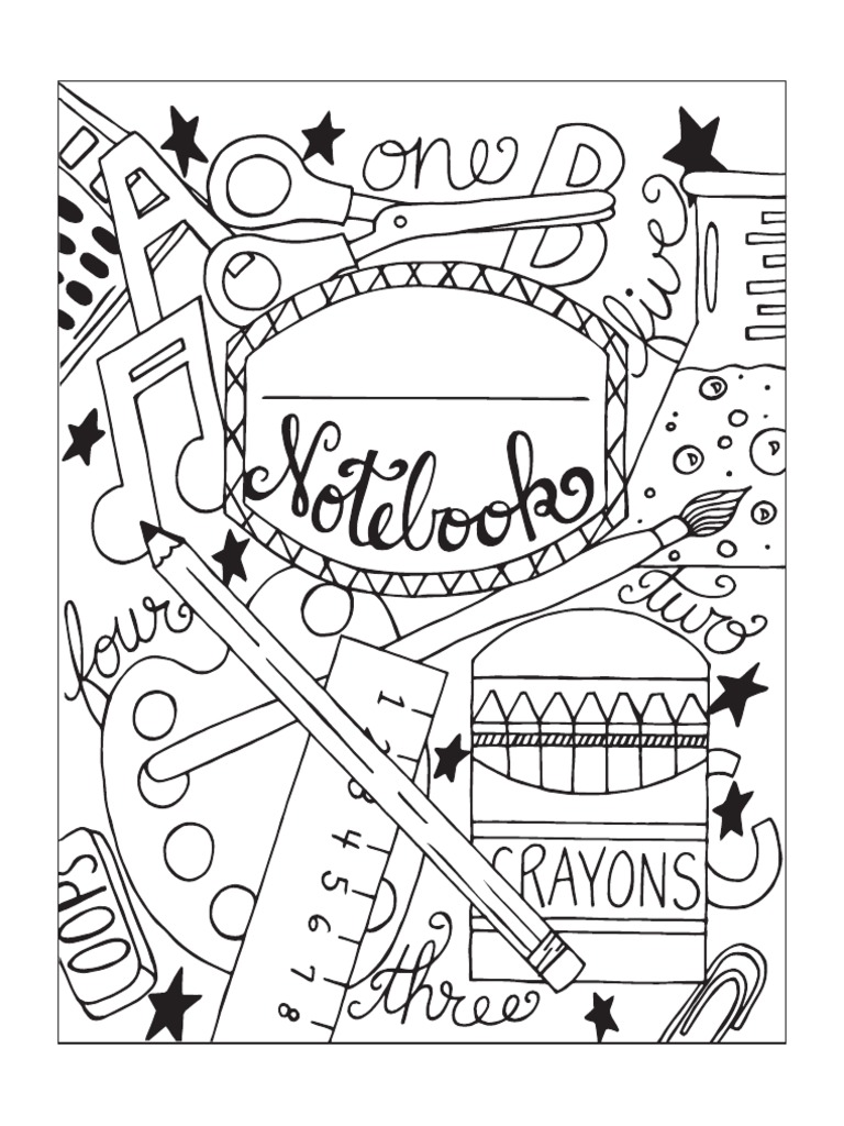Notebook cover coloring sheet pdf