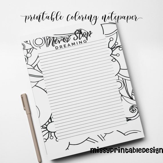 Inspirational journal coloring paper coloring book coloring gift stationery gift floral coloring cute notepad office supply gift