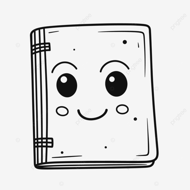 Happy book cute cartoon illustration coloring page outline sketch drawing vector notepad drawing notepad outline notepad sketch png and vector with transparent background for free download