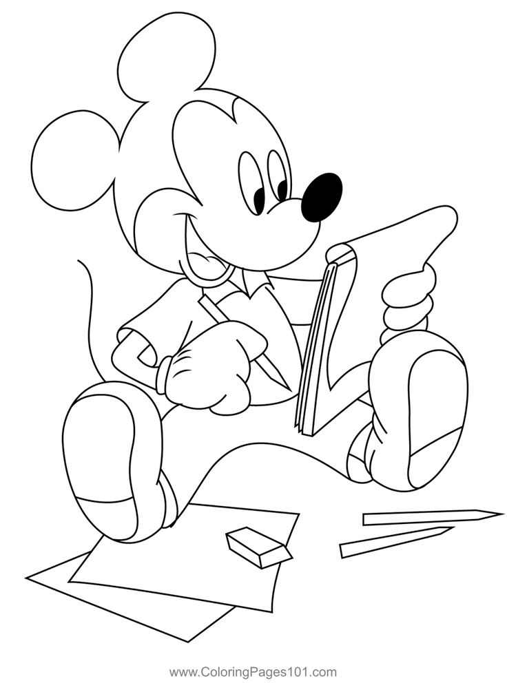 Mickey mouse notepad coloring page mickey mouse coloring pages mickey coloring pages coloring pages