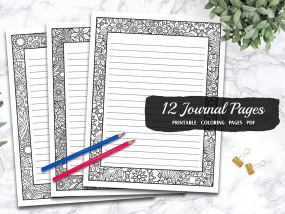 Journal coloring pages set of pages printable pdf instant download