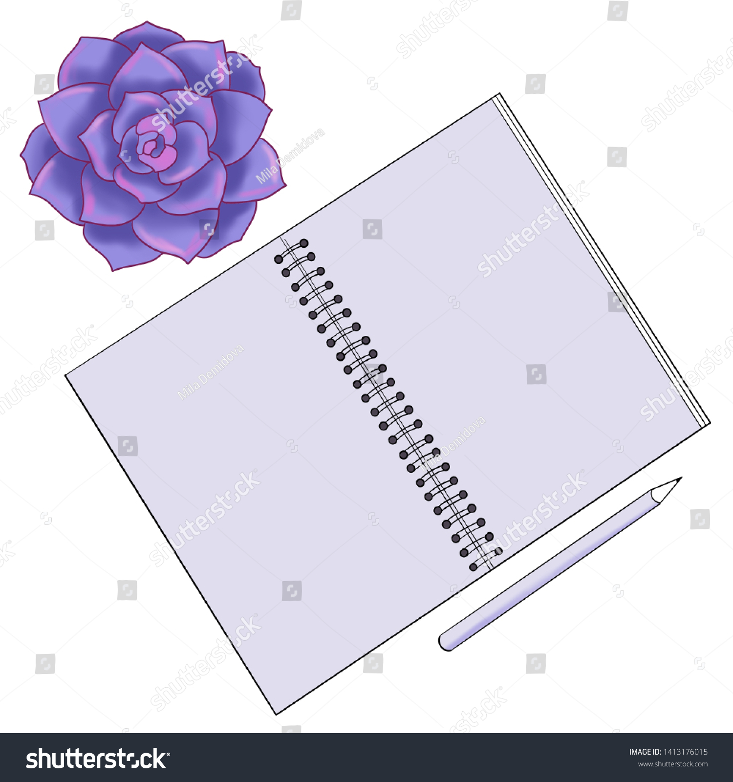Top view open notepad color pages stock illustration