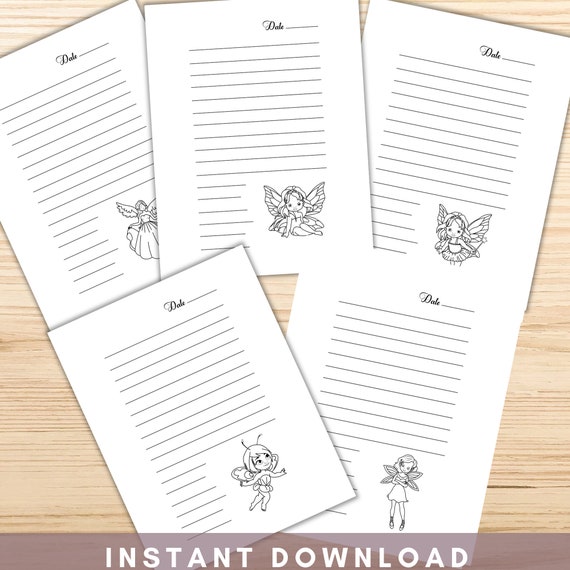 Printable fairy coloring notepadjournal pages coloring book coloring gift stationery gift fairy coloring cute notepad