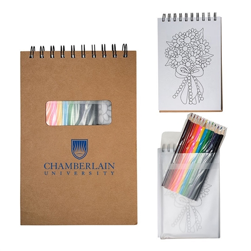 Mini coloring book notepad w pencils from chamberlain marketplace