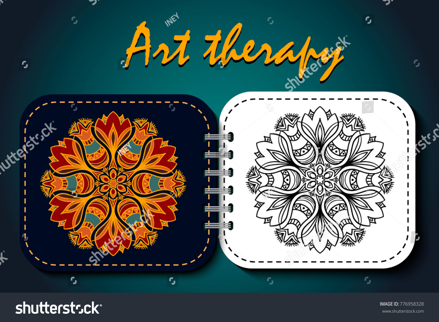 Coloring page realistic notepad mandala raskaraska stock vector royalty free