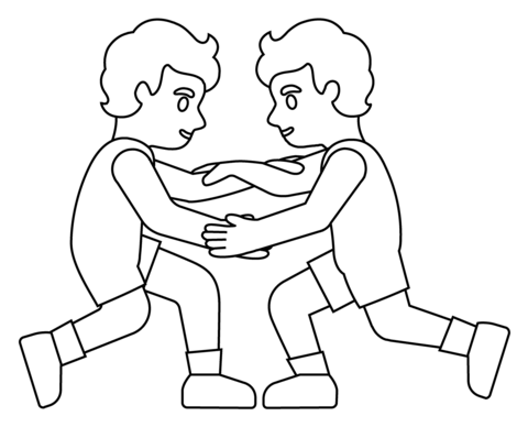 People wrestling emoji coloring page free printable coloring pages