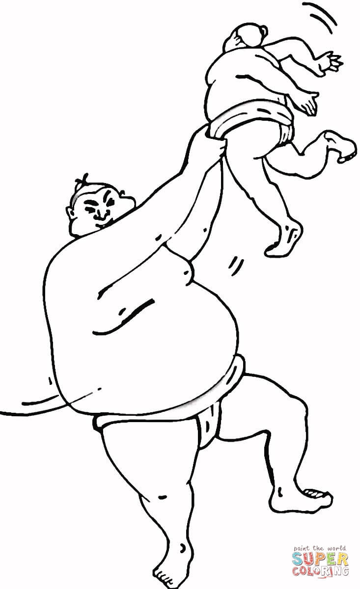 Wrestlers sumo coloring page free printable coloring pages