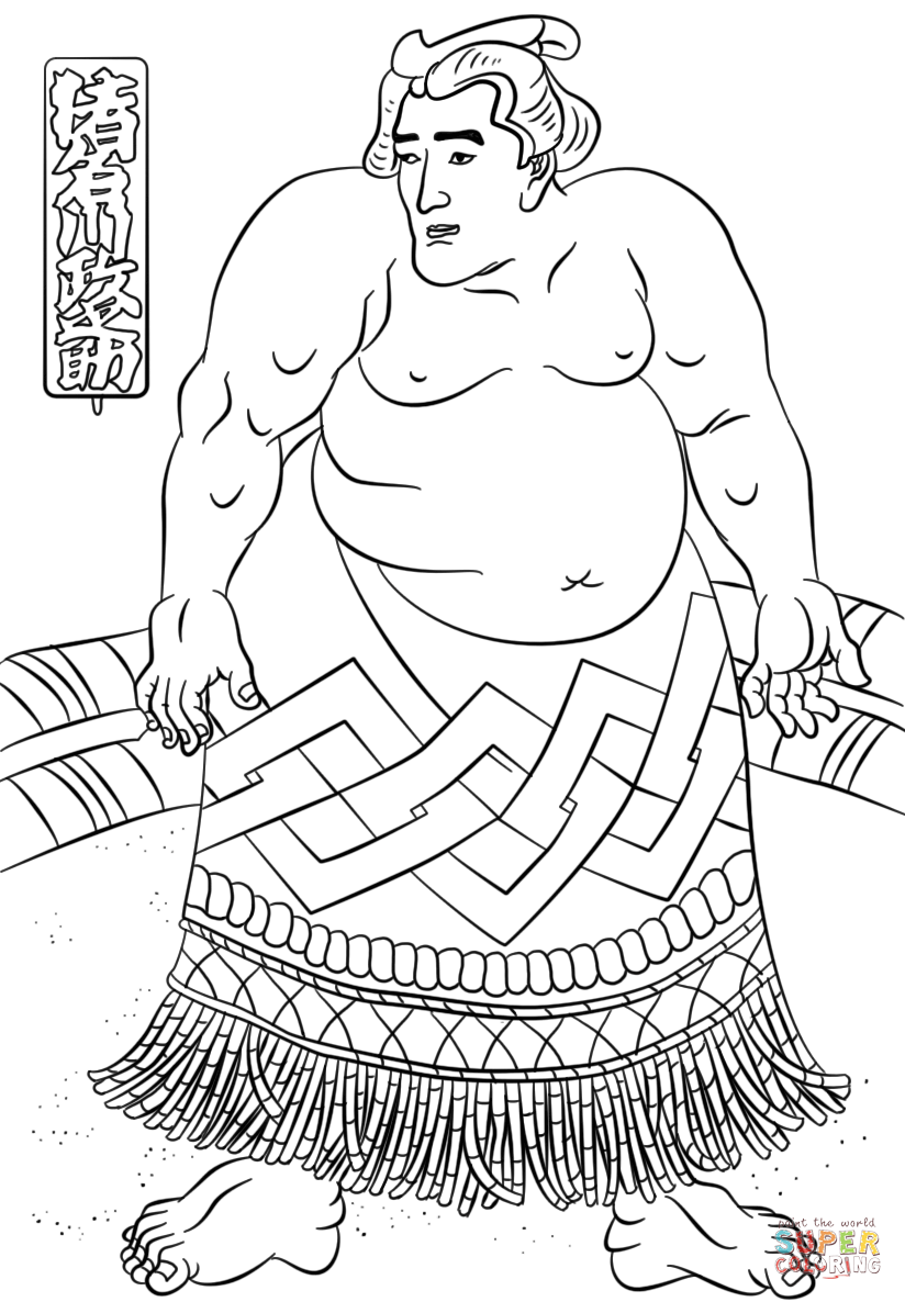 The sumo wrestler by utagawa kuniyoshi coloring page free printable coloring pages