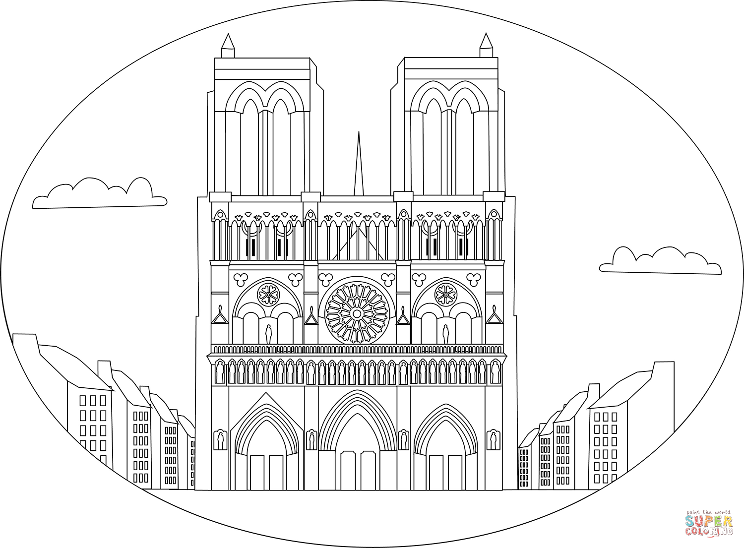 Cathedrale notre dame de paris coloring page free printable coloring pages