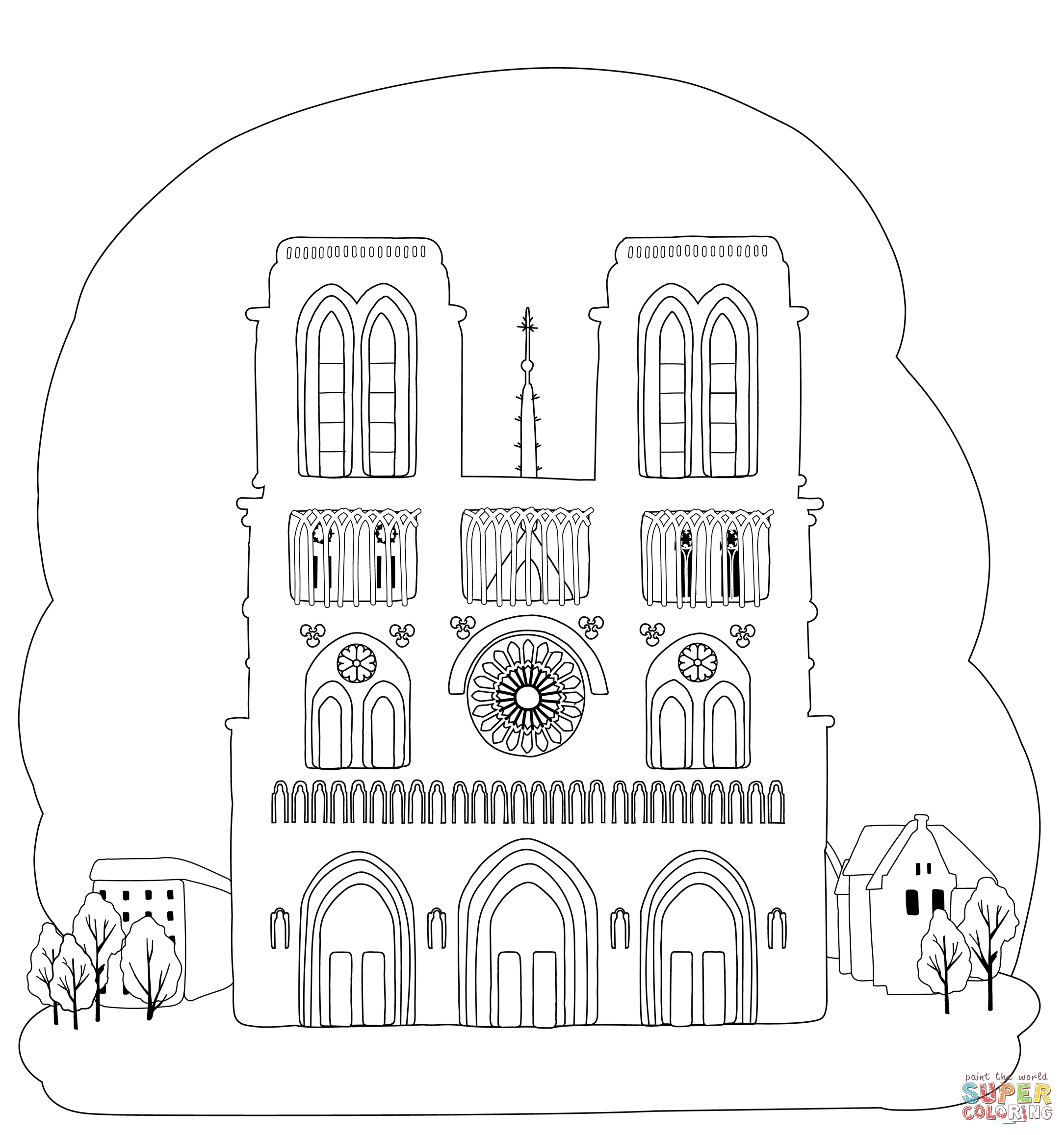 Notre dame coloring page free printable coloring pages