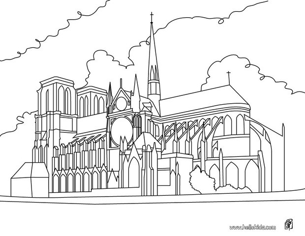 Cathedral notre dame coloring pages