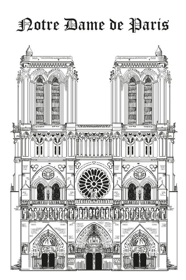 Notre dame cathedral stock vector illustration of contour