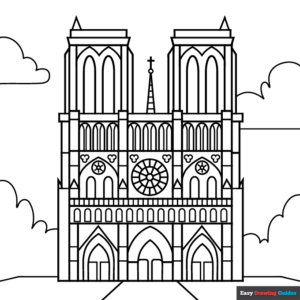 Notre dame cathedral coloring page easy drawing guides