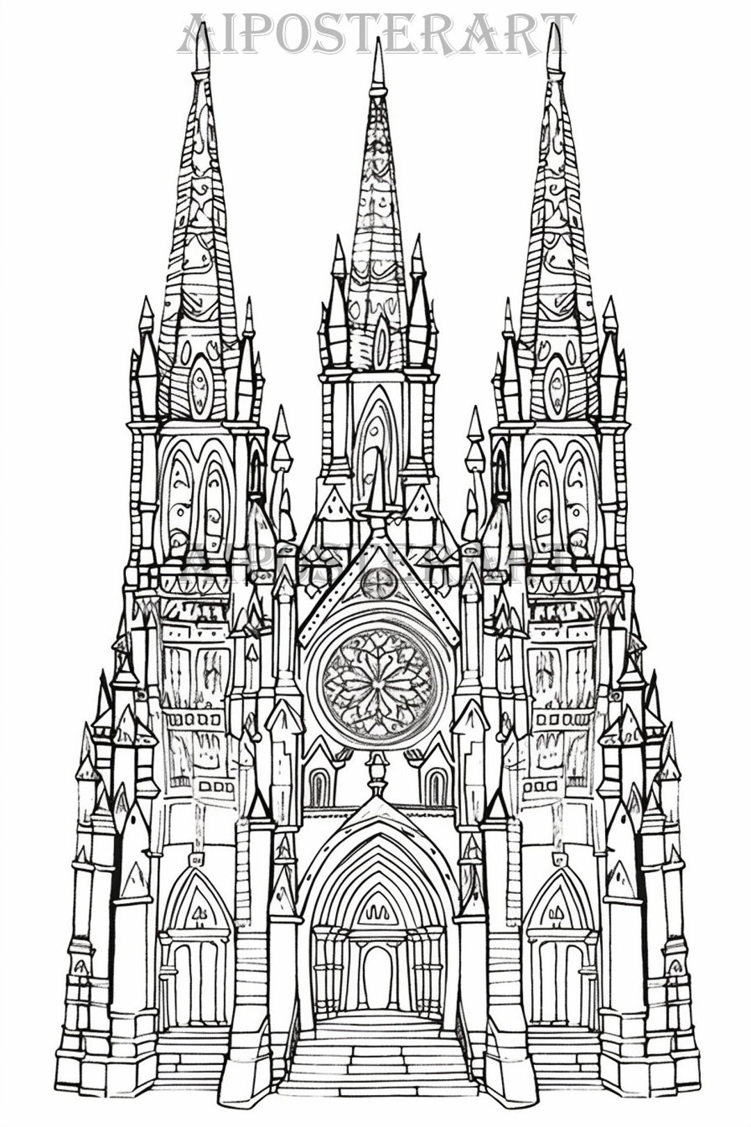 Detailed cathedral coloring sheet for adults printable coloring page advanced coloring architectural detail high res x px download now