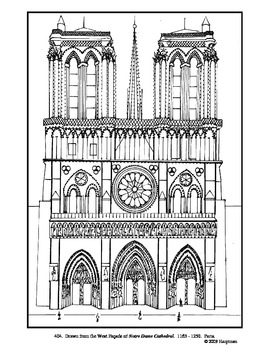 Notre dame cathedral coloring page and lesson plan ideas tpt