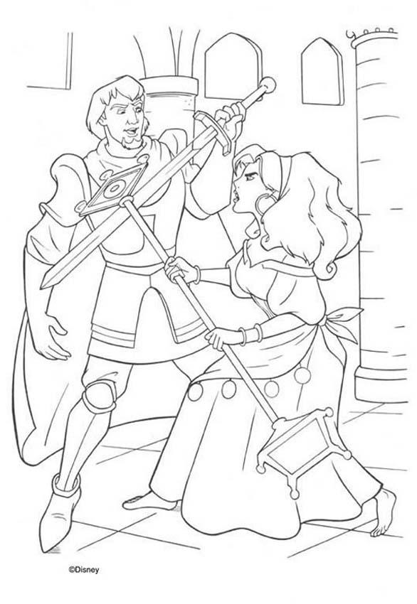 Esmeralda and phoebus coloring pages
