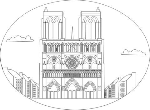 Cathedrale notre dame de paris coloring page free printable coloring pages