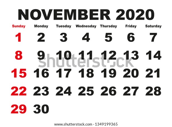 Calendar november month vector printable stock vector royalty free